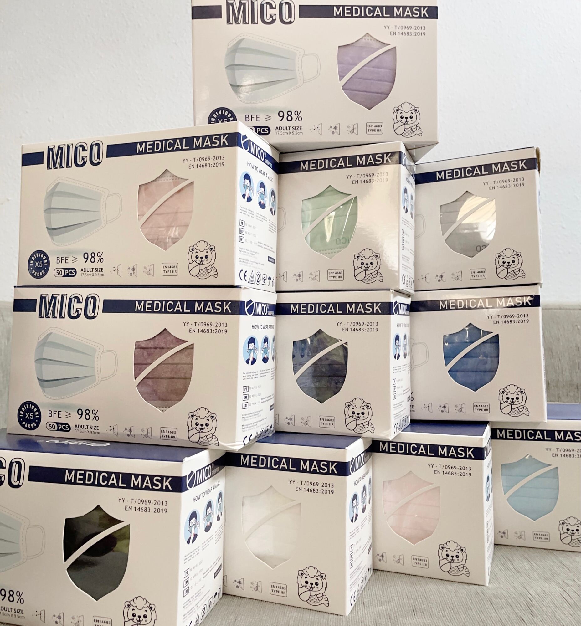 [SG BRAND] MICO Adult 3ply Medical Surgical Mask BFE98 Disposable Face Mask 50pcs Per Box