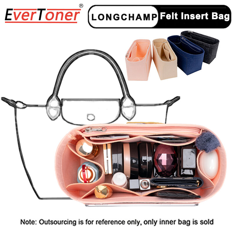 EverToner Women Felt Insert Bag Makeup Cosmetic Bags Travel Inner Purse Handbag Storage Organizer Tote For Longchamp