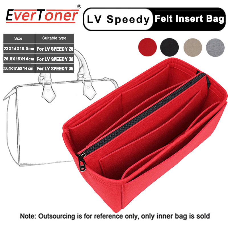 EverToner for LV-SPEEDY 25 30 35 Bag Organizer Portable Cosmetic Bag Felt Cloth Insert Bag Handbag Organizer Travel Inner Purse