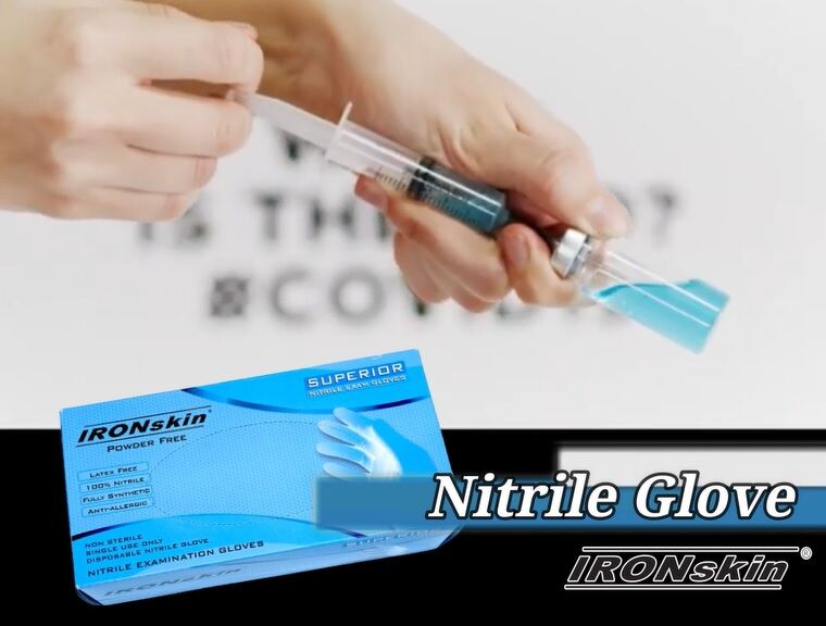 Ironskin Premier powder free nitrile examination glove Blue (m3.5g) 100 pcs [made in Malaysia]