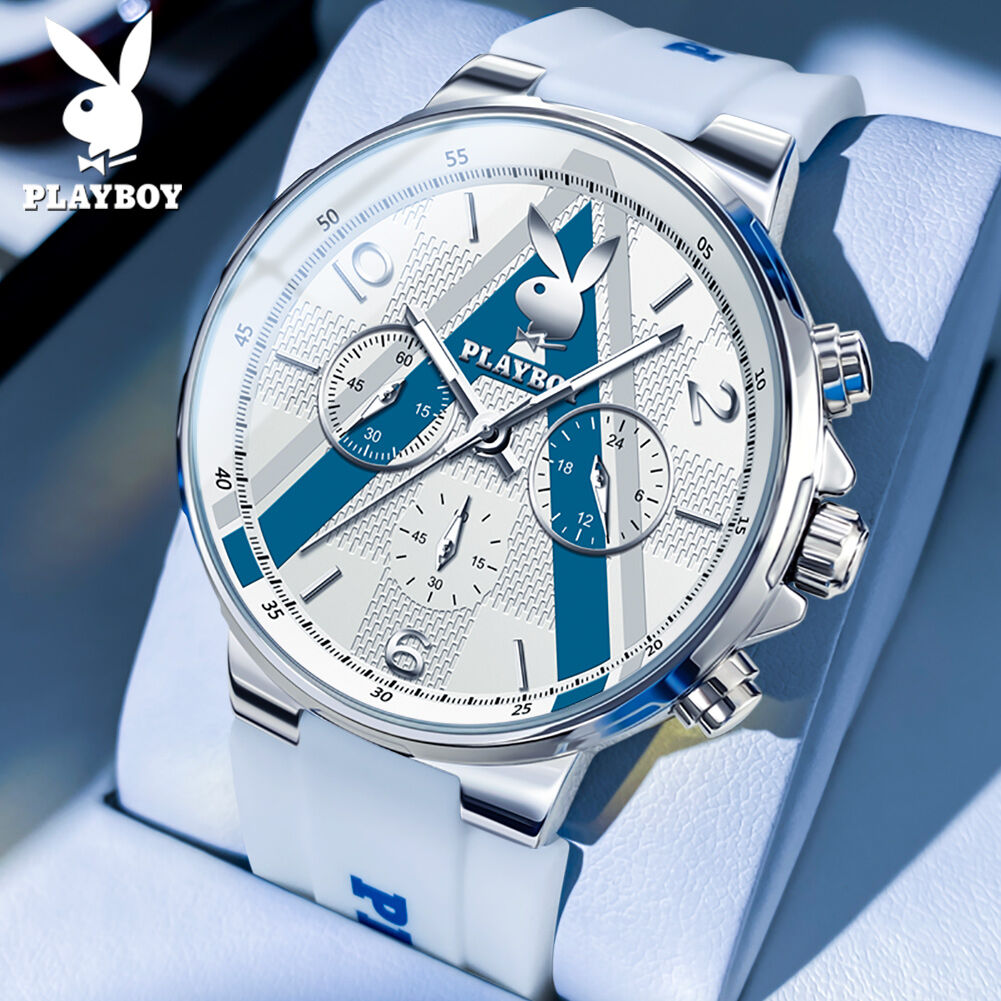PLAYBOY Watch For Men New 2022 Sport Multifunction Large Dial Fashion Popular Silicone Strap Luminous