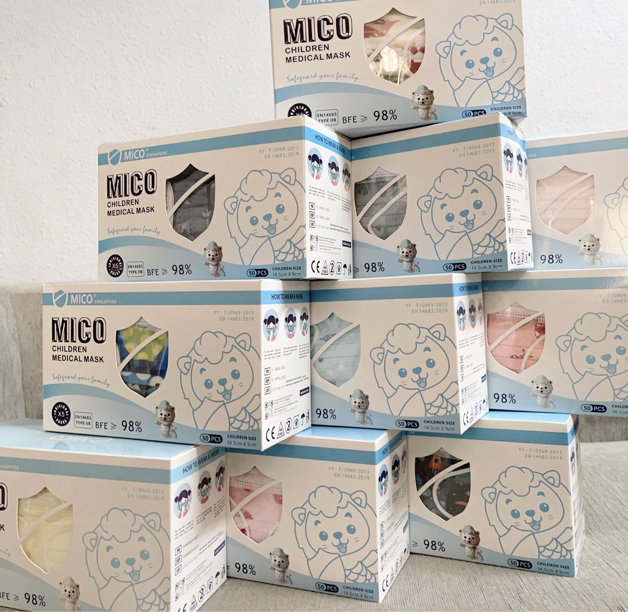[SG BRAND] MICO Kids Mask 3ply Medical Mask BEF98% Child  Disposable Face Mask