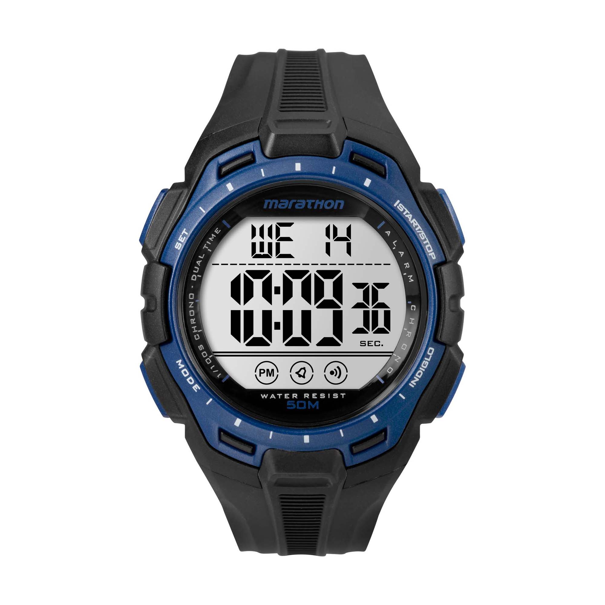 Timex 43mm Marathon® Digital Full-Size Black/Blue Resin Strap (TW5K94700)