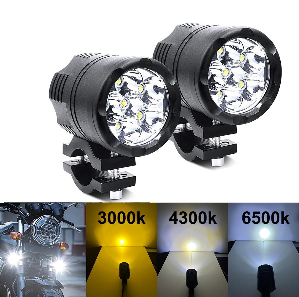 Motorcycle Spotlight LED Headlights Yellow White 3000k 6000K Auxiliary Faro LED Moto Assemblies Lamp 12V 24V Driving Fog Light