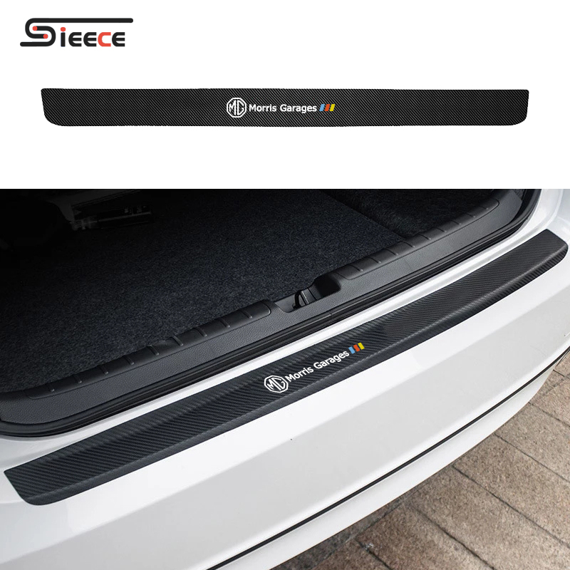 Sieece Carbon Fiber Car Trunk Sticker Auto Rear Bumper Protector Anti Scratch Car Sticker Car Accessories For MG 5 Extender MG HS ZS RX5 EP MG 6 3