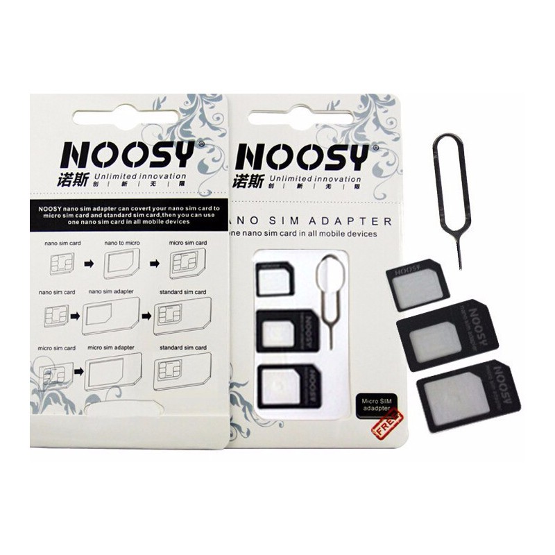 Noosy 4-in-1 SIM Card ADAPTER / SIM Adapter Set / Nano SIM Card Vtl Adaptor Set-White