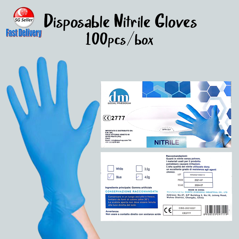 [Local Stock] (100pcs) Disposable Gloves Nitrile Glove Medical Nitrile Glove Cleaning Supplier Powder Free