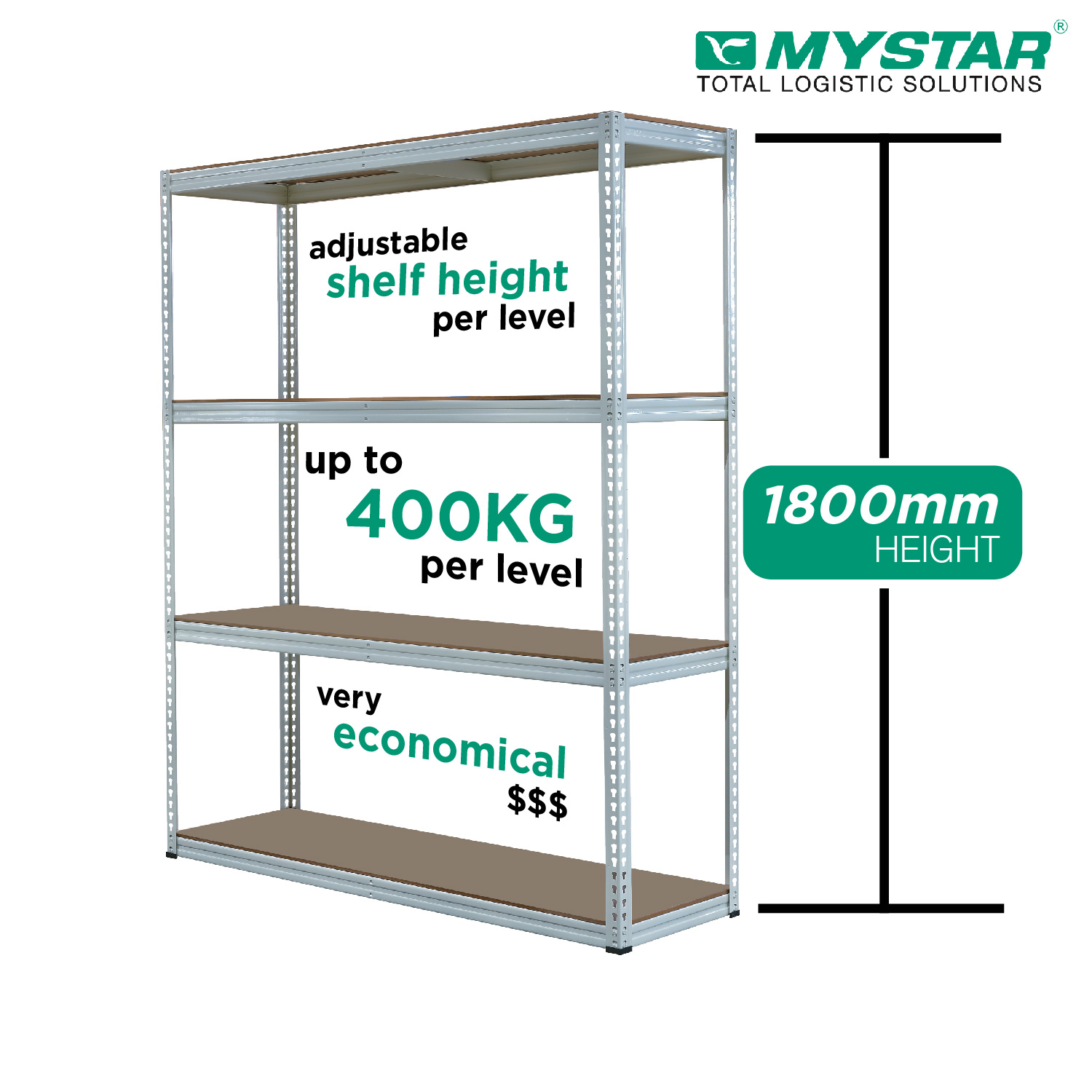 Original MYSTAR Boltless Rack for Bomb Shelter and Storeroom (Fibreboard) |1800mm Height | Singapore Local Stock |