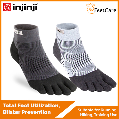Injinji Run Lightweight Mini-Crew Toe Socks | Unisex | Ultra-thin Running Socks | Arch Support | Blister Prevention