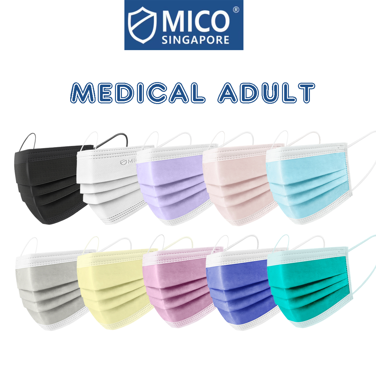 [SG BRAND] MICO Adult 3ply Medical Surgical Mask BFE>98% Disposable Face Mask 30pcs