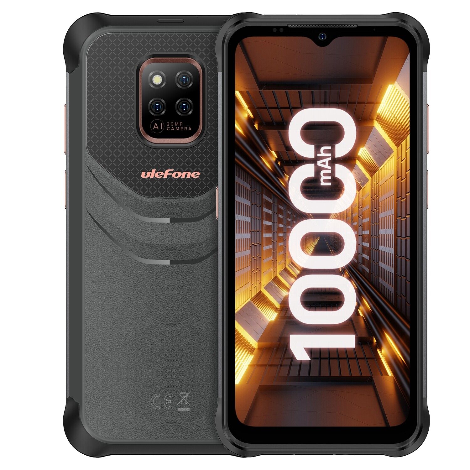 Ulefone Power Armor 14 Pro Rugged Phone, 6GB+128GB, Triple Back Cameras, IP68/IP69K Waterproof Dustproof Shockproof, Face ID & Side Fingerprint Identification, 10000mAh, 6.52 inch Android 12 MediaTek