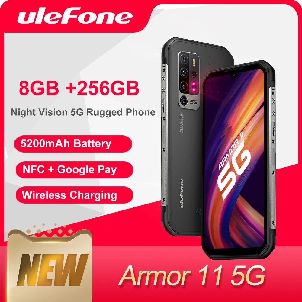 （Free wireless headphones）Ulefone Armor 11 5G Rugged Mobile Phone 8GB +256GB Android 11 Waterproof Smartphone 48MP 5200mAh NFC Wireless Charging Cellphone
