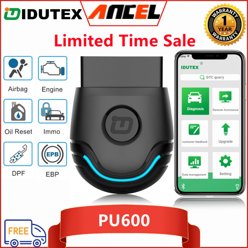 IDUTEX PU600 Car Bluetooth OBD2 Scanner Full System Diagnostic Tool Support 9 Reset Functions Suit For Proton/Perodua/Mazda/Ford/Toyota/Honda/Hyundai All Cars Auto Scan Diagnosis Analyzer Tool