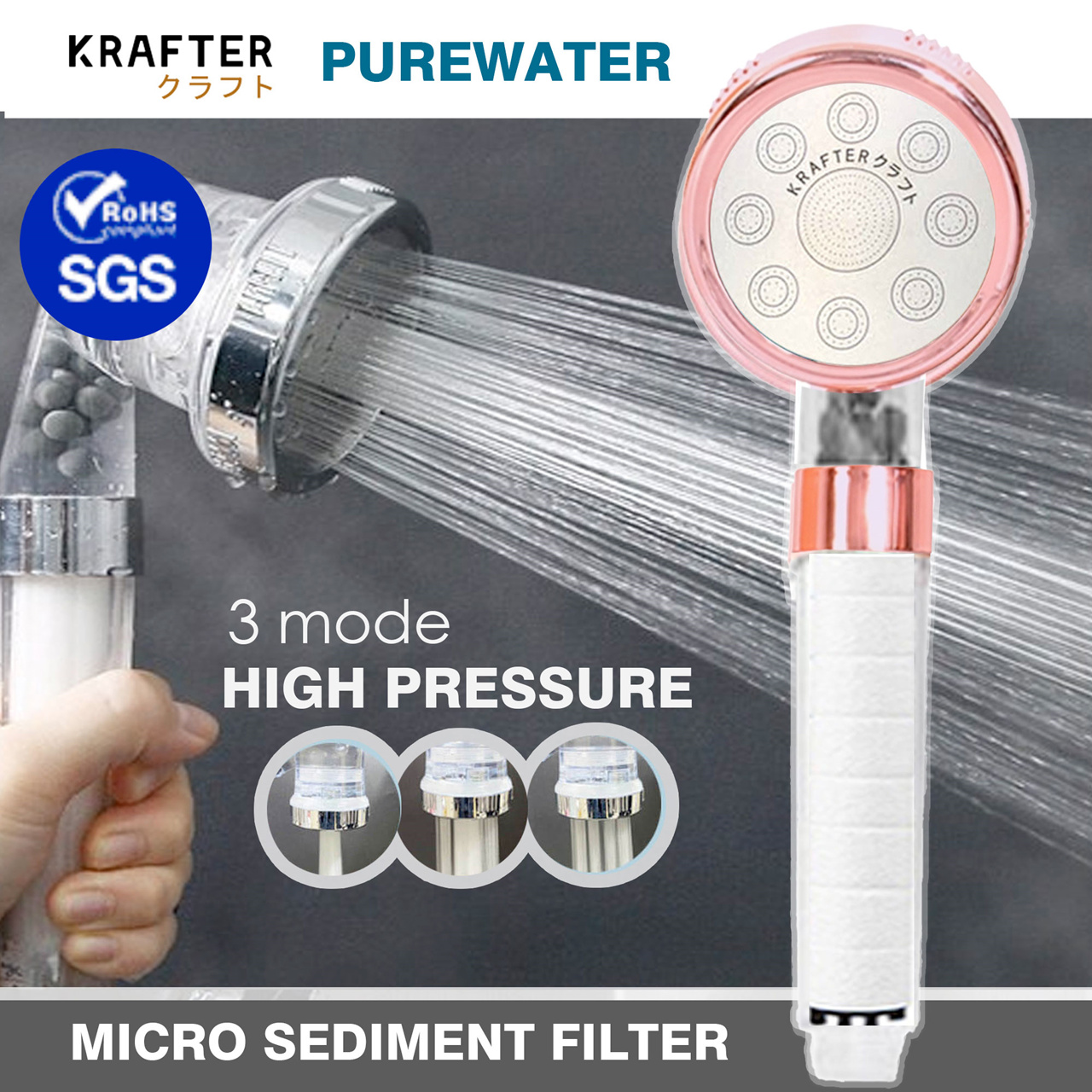 【LOCAL STOCK】 Filter Pure Water Purifying (3 mode) Shower head!  Similar bodyluv