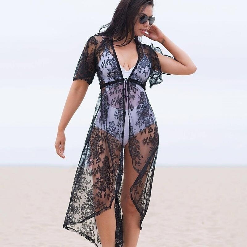 Fashion model shop Women Lace Crochet Bikini Cover Up Swimwear Bathing Suit Summer Beach Dress