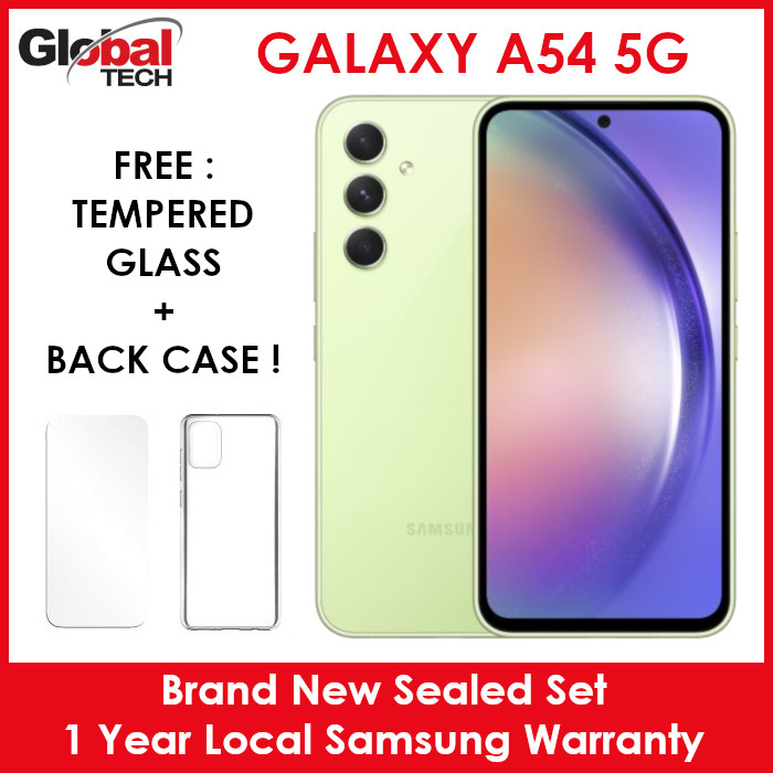 Samsung Galaxy A54 5G 128GB or 256GB / 1 Year Local Samsung Warranty (FREE : TEMPERED GLASS + BACK CASE)