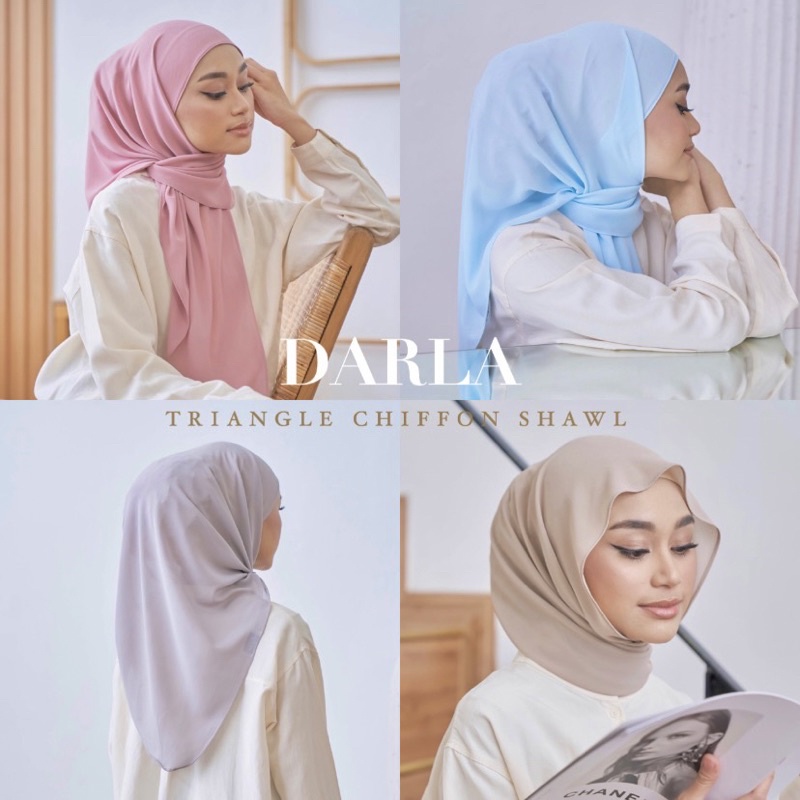 DARLA TRIANGLE CHIFFON SHAWL with snap button attached (butang ketip)