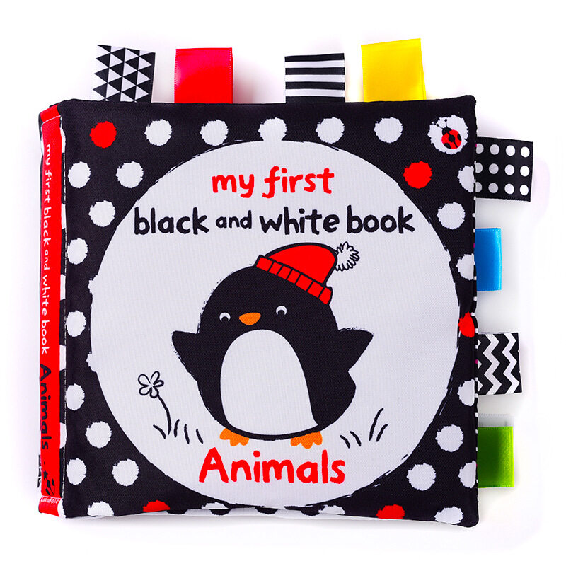 15X15CM Soft Baby Black and White Label Cloth Book for Baby Newborn Infant Early Education Books Activities Cloth Quiet Books for Boys Girls