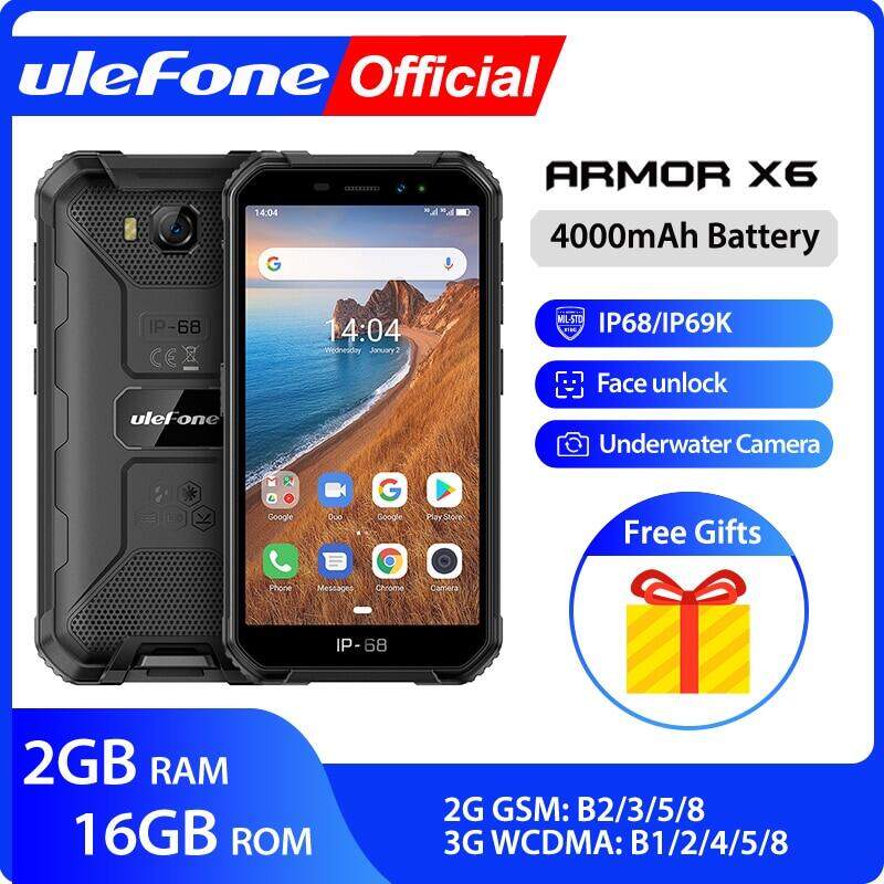 【Official shop】Original And New Ulefone Armor X6 IP68 MT6580 Rugged Waterproof Smartphone Android 9.0 Cell Phone Mobile Phon/Quad-core/ 4000mAh /2GB 16GB /3G