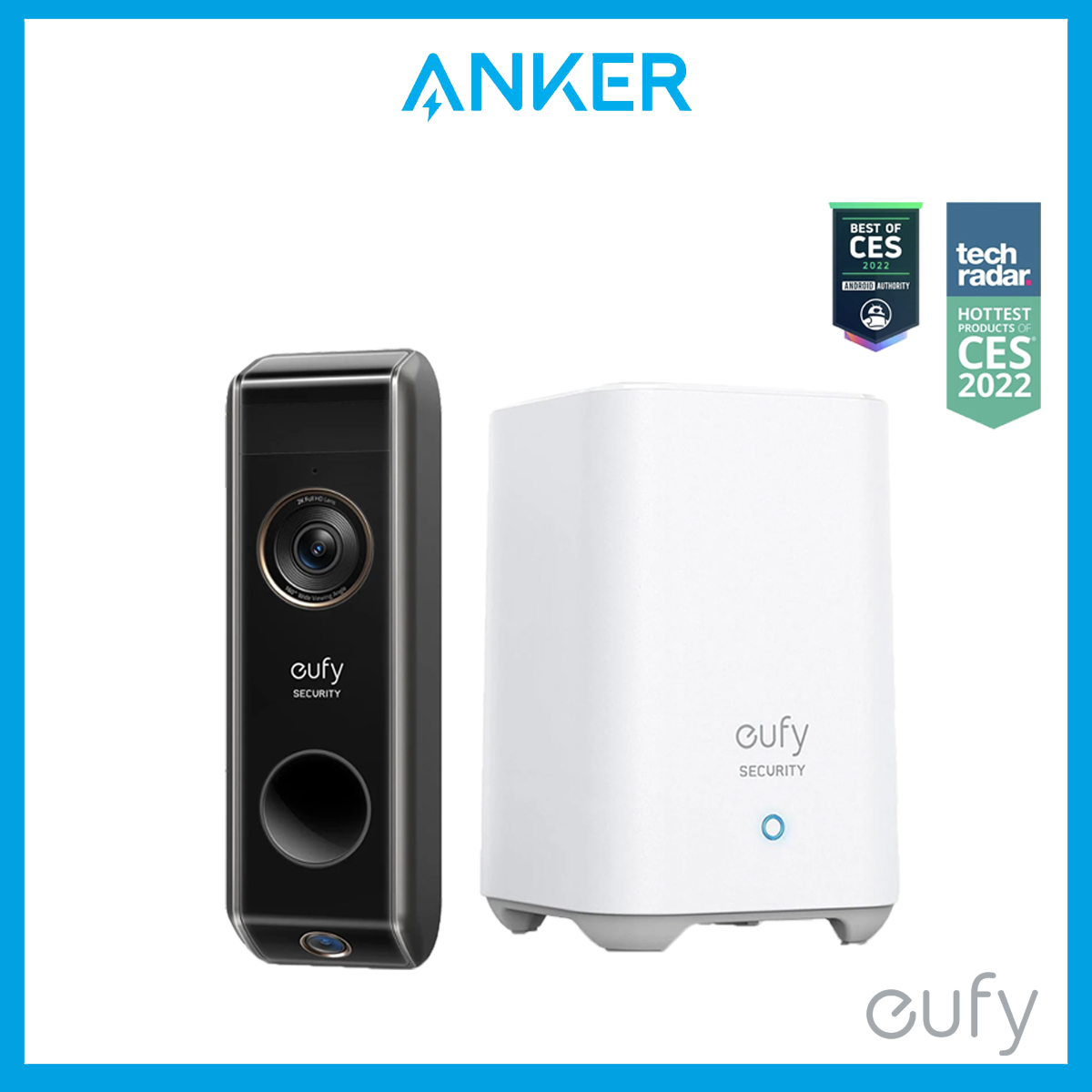 Anker eufy Security S330 Video Doorbell Dual Cam (Battery-Powered) with HomeBase, Wireless Doorbell Camera, No Monthly Fee, 16GB Local Storage (E8213)