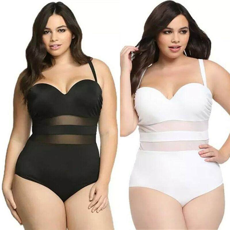 Plus Size Women Crochet Monokini Swimsuit Padded Bikini Swimwear Bathing Suit UK COD Kraiefs