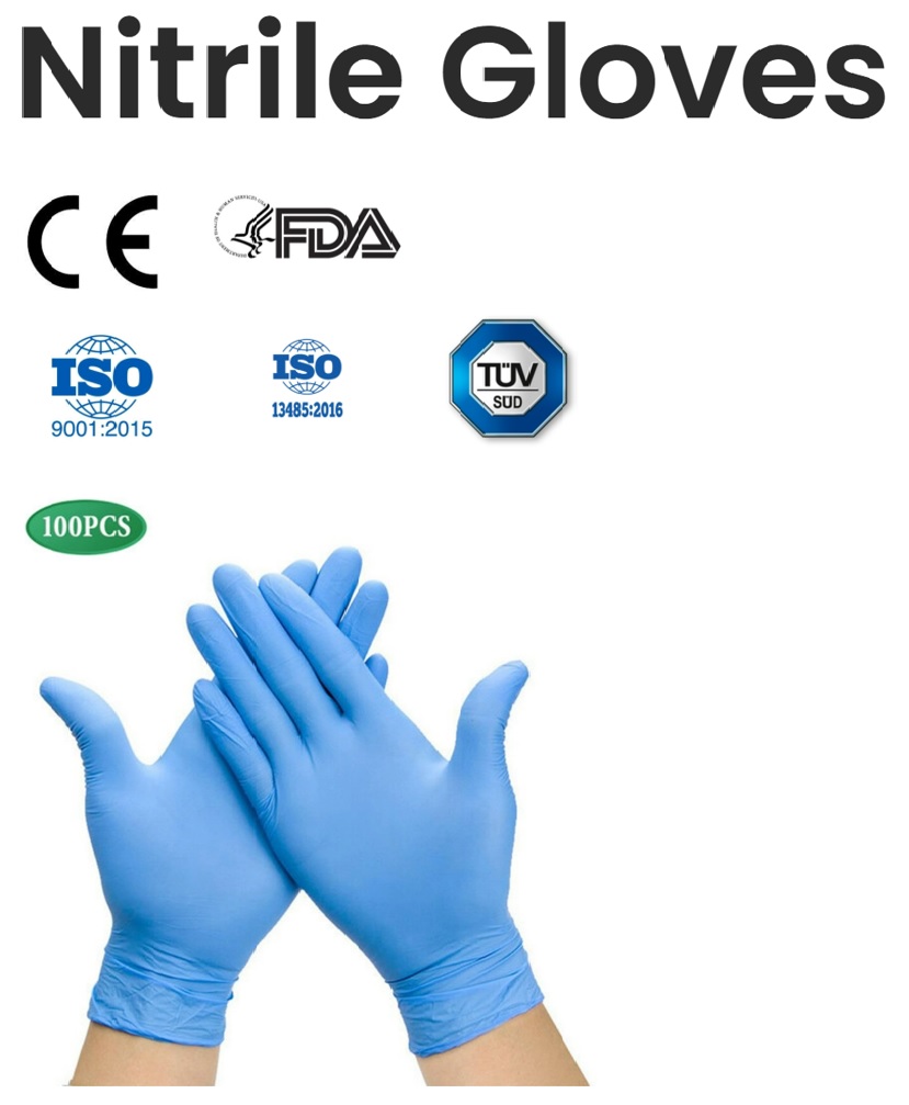 Medical Grade Disposable Nitrile Gloves (100 Pcs/Box)