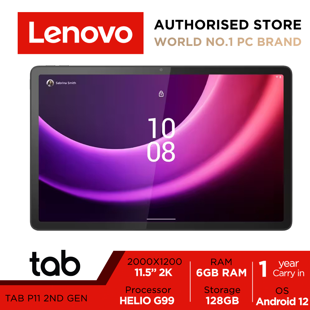 Lenovo Tab P11 (2nd Gen) | ZABG0235SG | 11.5" 2K (2000x1200) IPS 400nits Anti-fingerprint | MediaTek Helio G99 | 6GB RAM | 128GB STORAGE | 4G LTE | Android 12L or Later | 1-year Carry-in with 1-year B