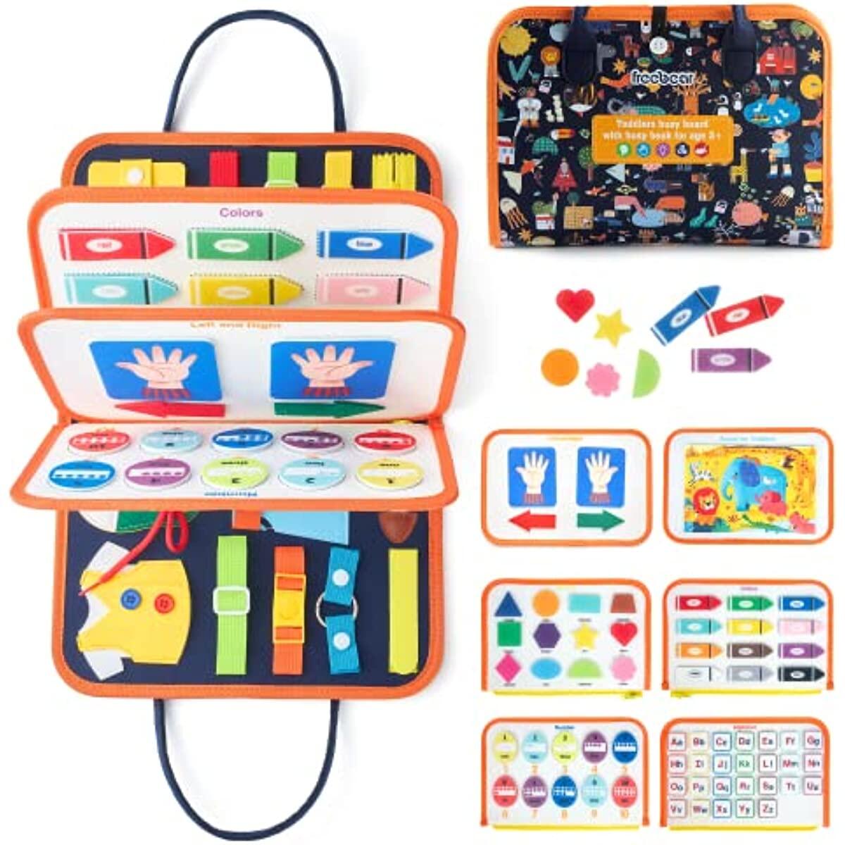 Busy Board, Toddler Travel Toys, Quiet Book, Sensory Toys for Toddlers 2 3 4, Montessori Toys for Toddler Activities Board, Educational Toys for 2 Year Old Girls Boys Gift，Dark Blue