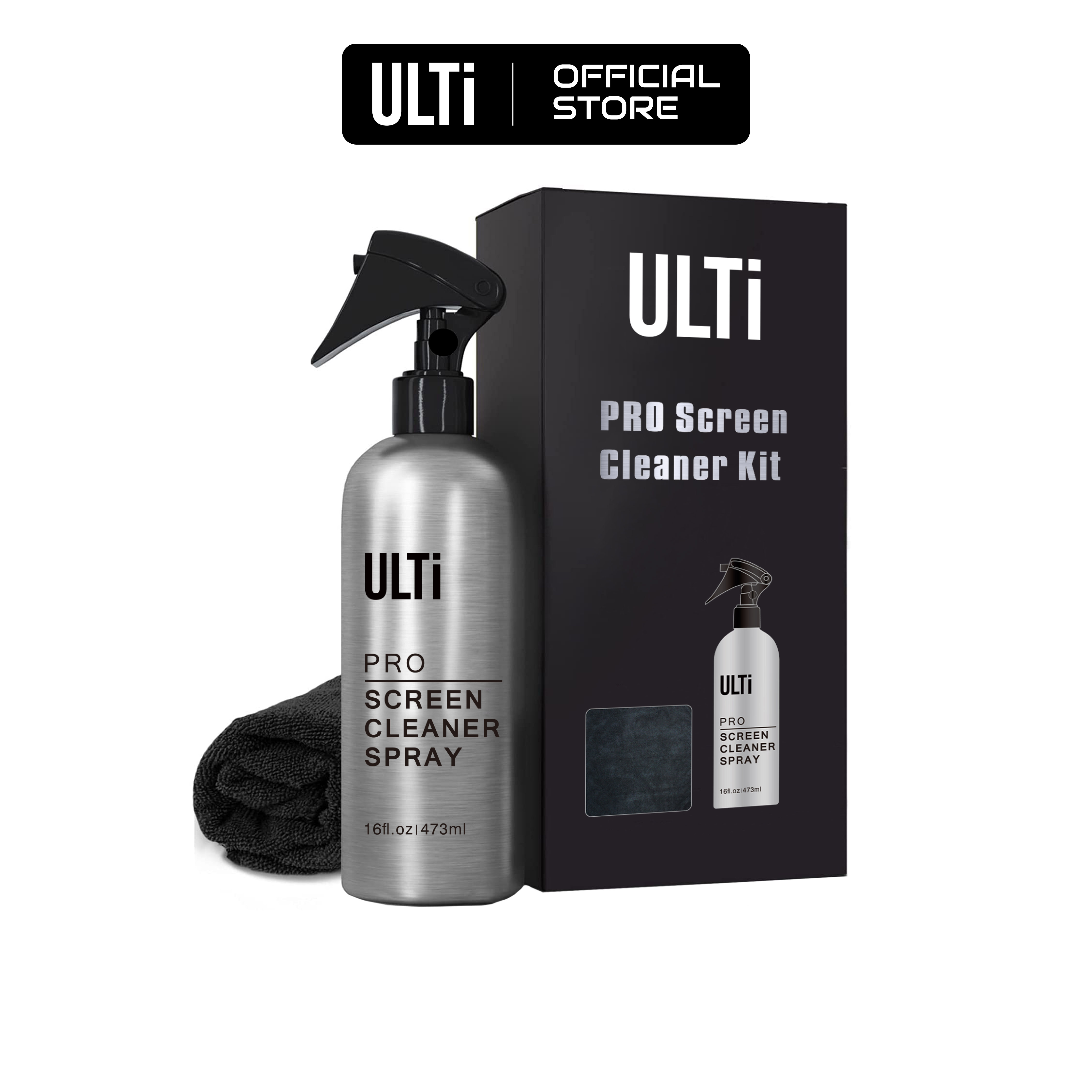 ULTi Screen Cleaner Spray [PRO] with Microfibre Cloth, Compatible with TV, Monitor, Laptop, iPad, iPhone, Tablet Screens